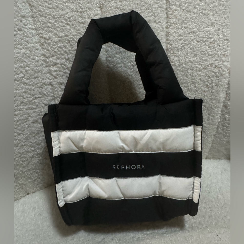 Sephora Black and White Quilted Cosmetic Bag